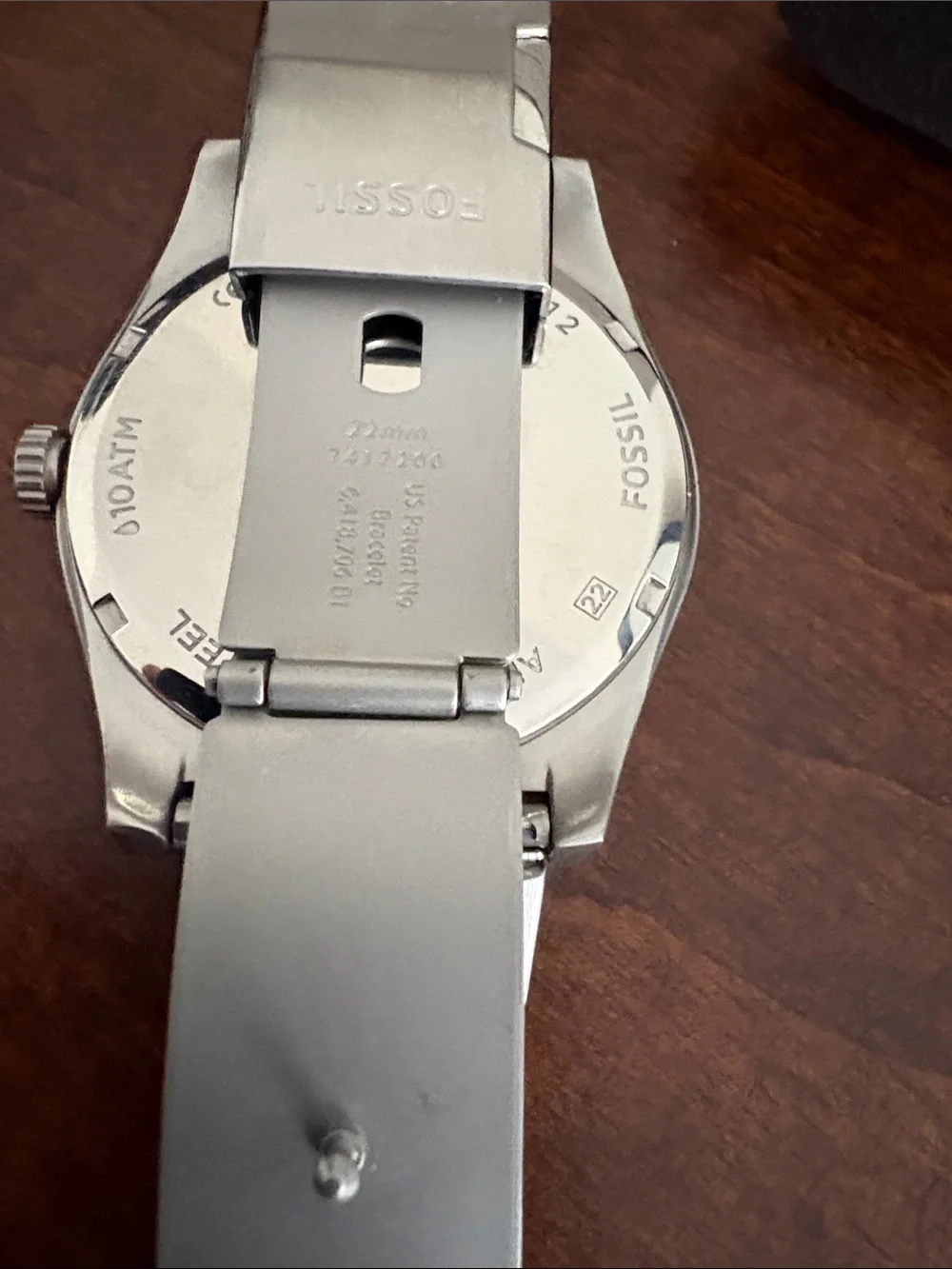 Fossil Men’s Silver Stainless Steel Bracelet Watch with White Dial